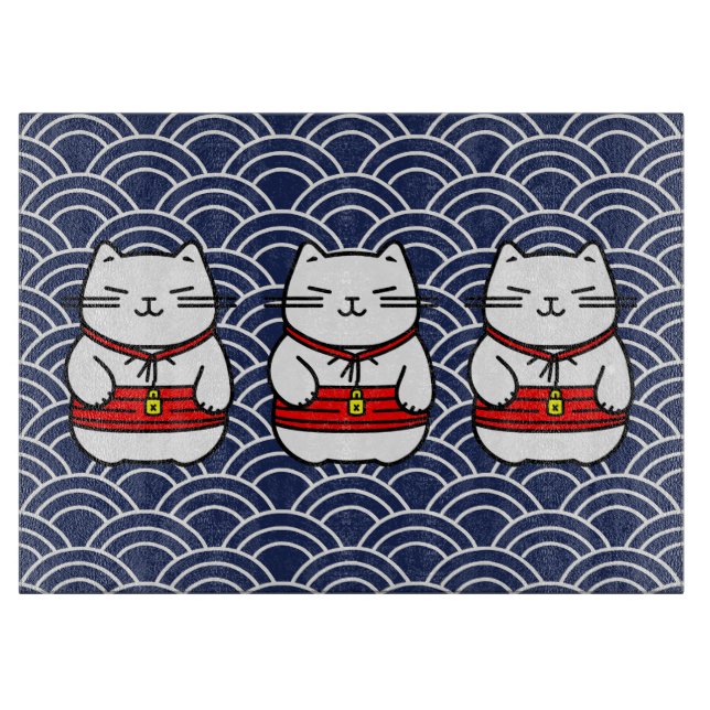 Japanisch Lucky Cat oder Maneki-Neko Schneidebrett (Vorderseite)