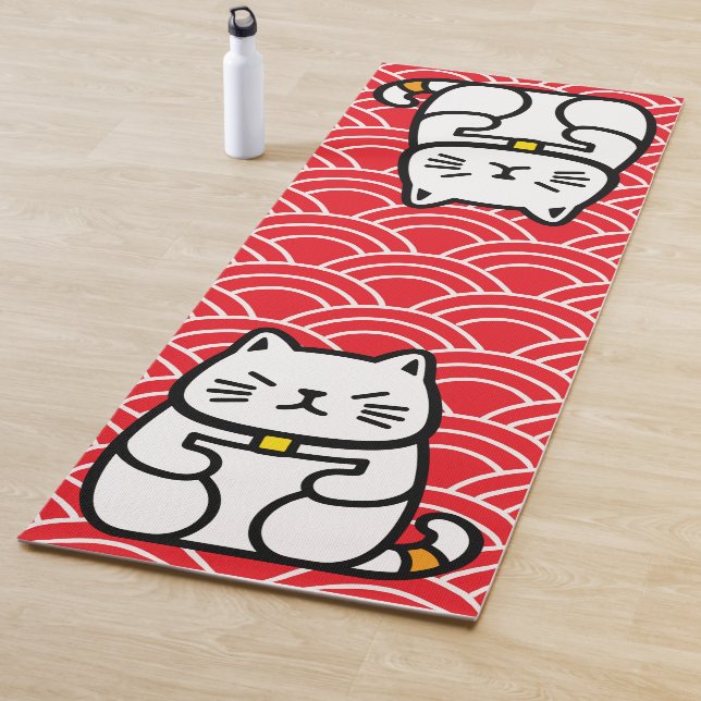 Japanisch Lucky Cat oder Maneki-Neko Yogamatte (Beispiel)