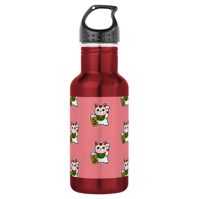 Japanisch Lucky Cat Pattern Edelstahlflasche (Vorderseite)