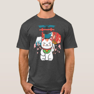 Japanisch Lucky Cat Sakura Torii T-Shirt