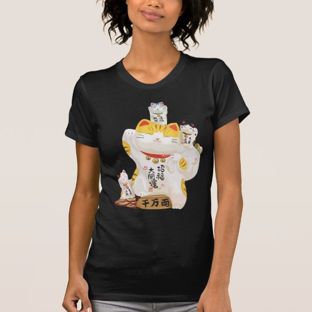 Japanisch Lucky Cat T-Shirt (Vorderseite)