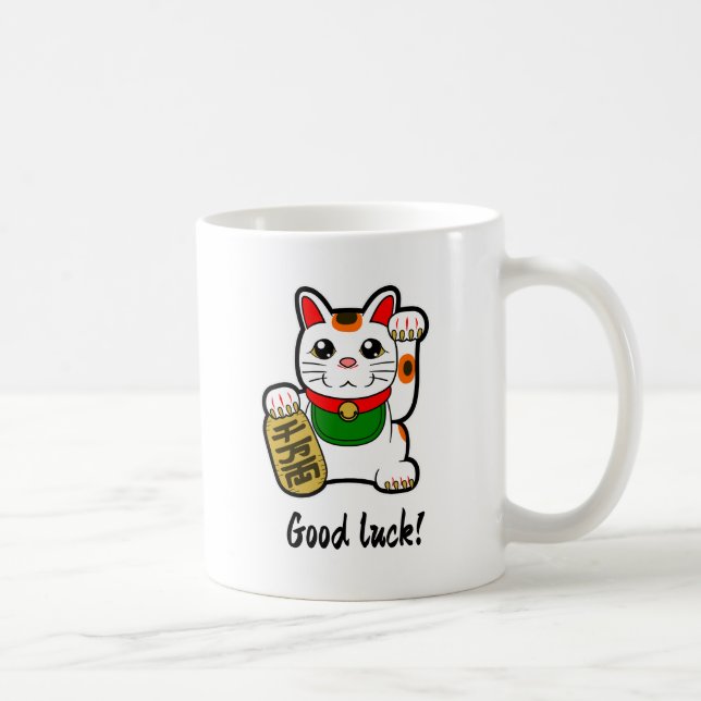 Japanisch Lucky Cat "Viel Glück" Kaffeetasse (Rechts)