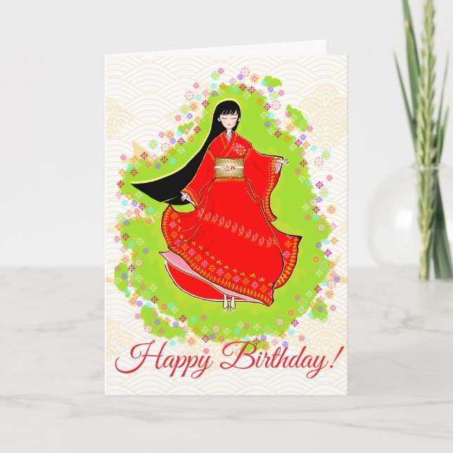 Japanisch Maiko Birthday Card Karte (Vorderseite)