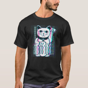 Japanisch Maneki Neko Lucky Cat Vaporwave Japan Ae T-Shirt