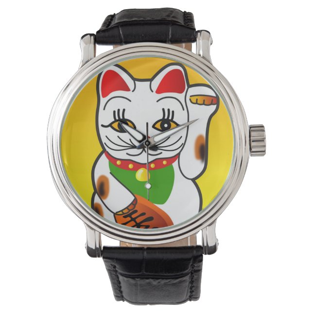 Japanisch Maneki Neko Watch Armbanduhr (Vorderseite)