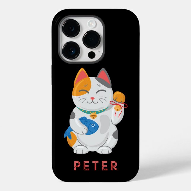 Japanisch Maneki Neko White Cat, viel Glück-Symbol Case-Mate iPhone Hülle (Rückseite)