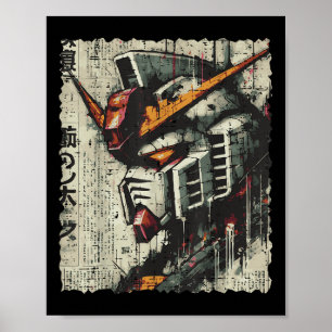 Japanisch Mecha Robot Head Vintag Anime Art Men Bo Poster