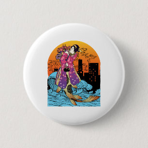 Japanisch Mermaid Monster Kaiju Ästhetik Button