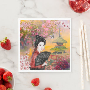 Japanisch mit einer Frau Serviette