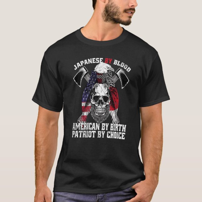 Japanisch nach Blood American von Birth Patriot vo T-Shirt (Vorderseite)
