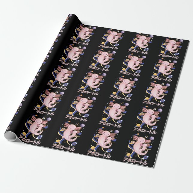 Japanisch Niedliche Axolotl-Familie Galaxy Anime Geschenkpapier (Ungerollt)
