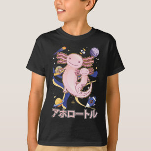 Japanisch Niedliche Axolotl-Familie Galaxy Anime T-Shirt