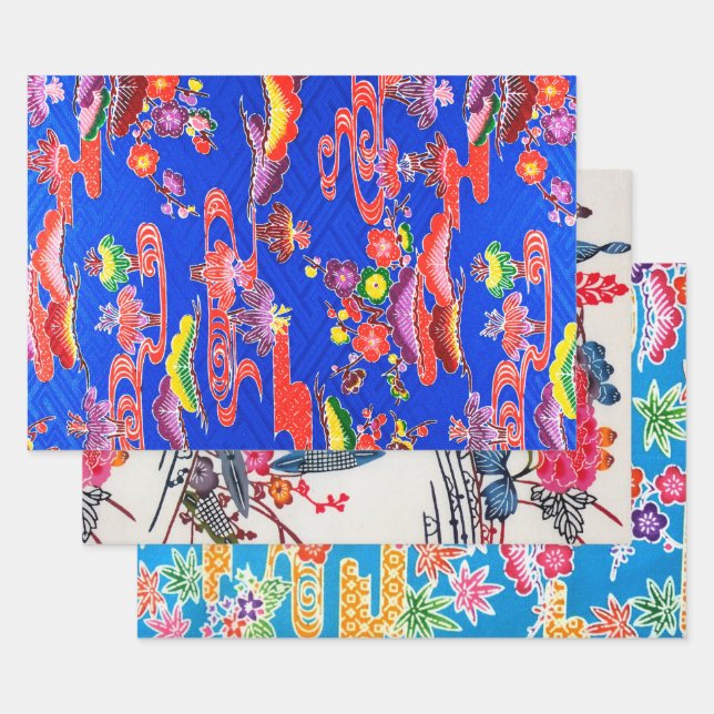 Japanisch Okinawan Blumendesign Geschenkpapier Set (Set)