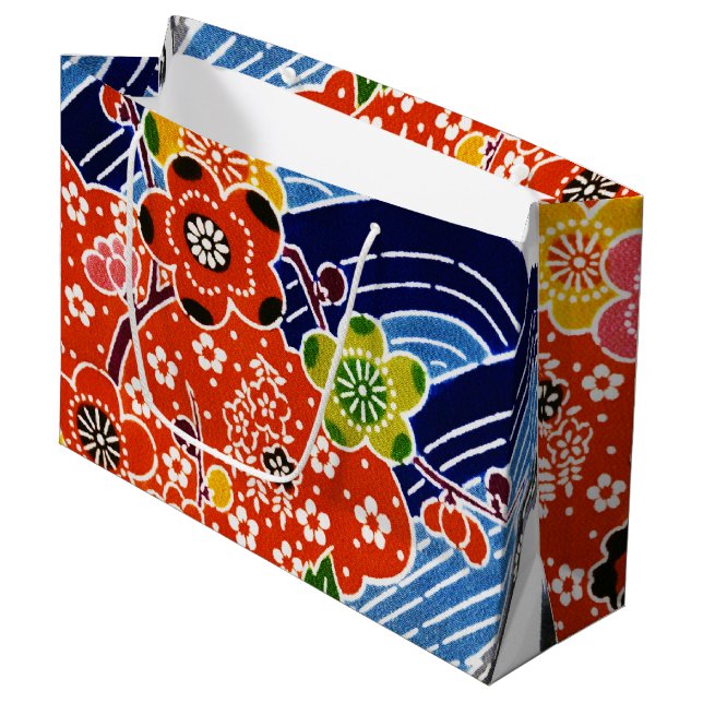 Japanisch Okinawan Dye (Bingata) Große Geschenktüte (Vorderseite Schrägansicht)