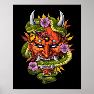 Japanisch Oni Demon Mask Poster
