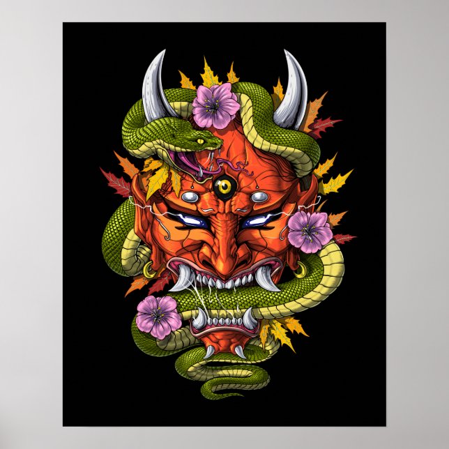Japanisch Oni Demon Mask Poster (Vorne)