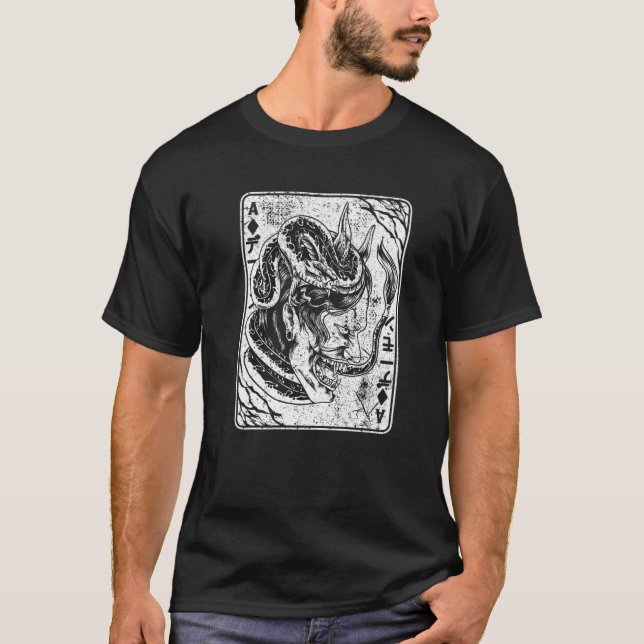 Japanisch Oni Mask Demon Mask Bushido Samurai Stre T-Shirt (Vorderseite)