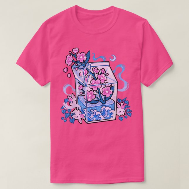 Japanisch Otaku Stilvolle ästhetische Milch Drink  T-Shirt (Design vorne)