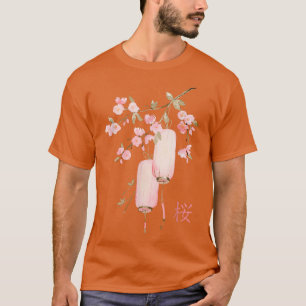 Japanisch Pink Cherry Blossom Lanterns Sakura Kanj T-Shirt