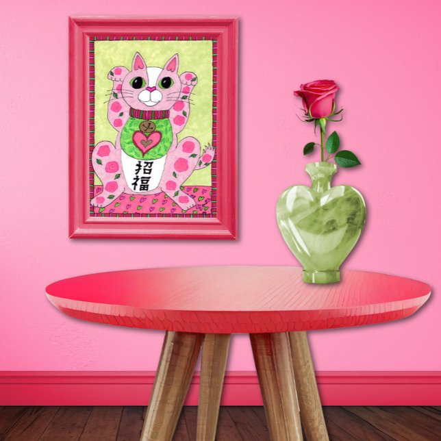 Japanisch Pink Lucky Cat Maneki Neko Kunst Poster (Von Creator hochgeladen)