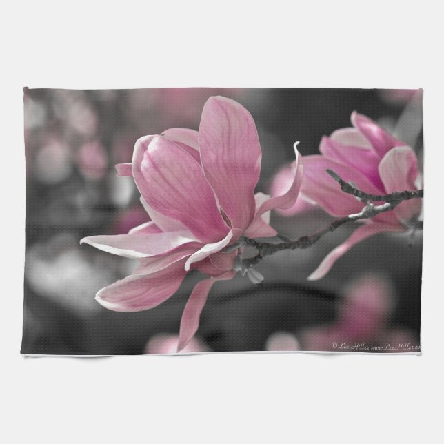 Japanisch Pink Saucer Magnolia Geschirrtuch (Horizontal)