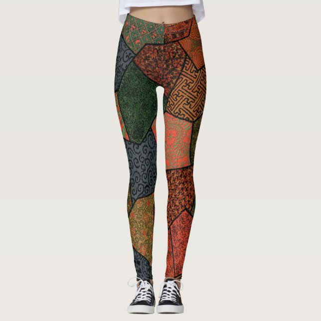 Japanisch Polygonal Print Design Textilmuster tr Leggings (Vorderseite)
