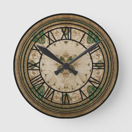 Japanisch Porzellan Stil Grün Blumen Runde Wanduhr