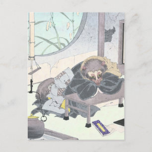Japanisch Raccon Dog Tanuki Ukiyo-e von Yoshitoshi Postkarte