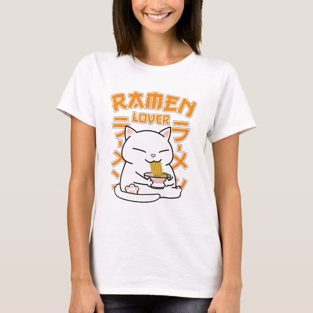 Japanisch Ramen Cat Ramen Lover T-Shirt (Vorderseite)