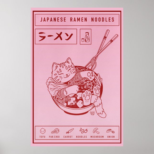 Japanisch Ramen Noodles Cat Poster (Vorne)