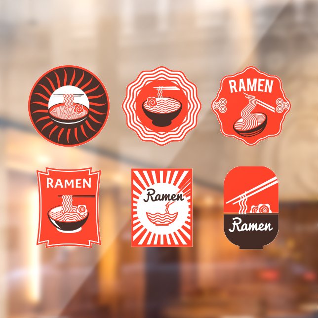 Japanisch Ramen Noodles serviert Hier Restaurant 2 Fensteraufkleber (Blatt 2)