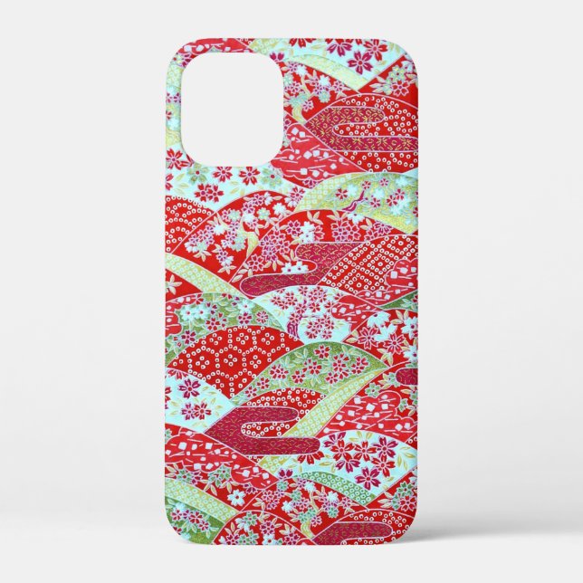 Japanisch Red Floral Origami iPhone 12 Mini-Fall Case-Mate iPhone Hülle (Rückseite)