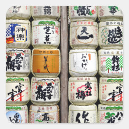 Japanisch Sake Barrels Quadratischer Aufkleber