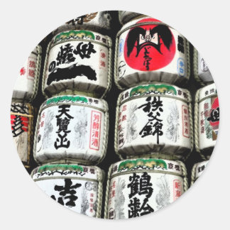 Japanisch Sake Barrels Runder Aufkleber