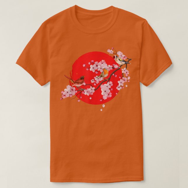 Japanisch Sakura Vogelbeobachtung Animals Cherry B T-Shirt (Design vorne)