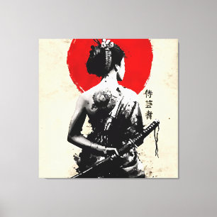 Japanisch Samurai Abstrakt Stretched Canvas Print Leinwanddruck