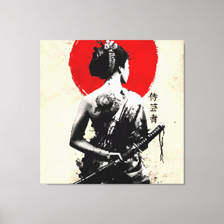 Japanisch Samurai Abstrakt Stretched Canvas Print Leinwanddruck
