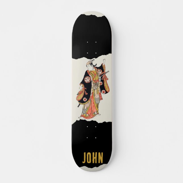 Japanisch Samurai Black Skateboard (Vorne)