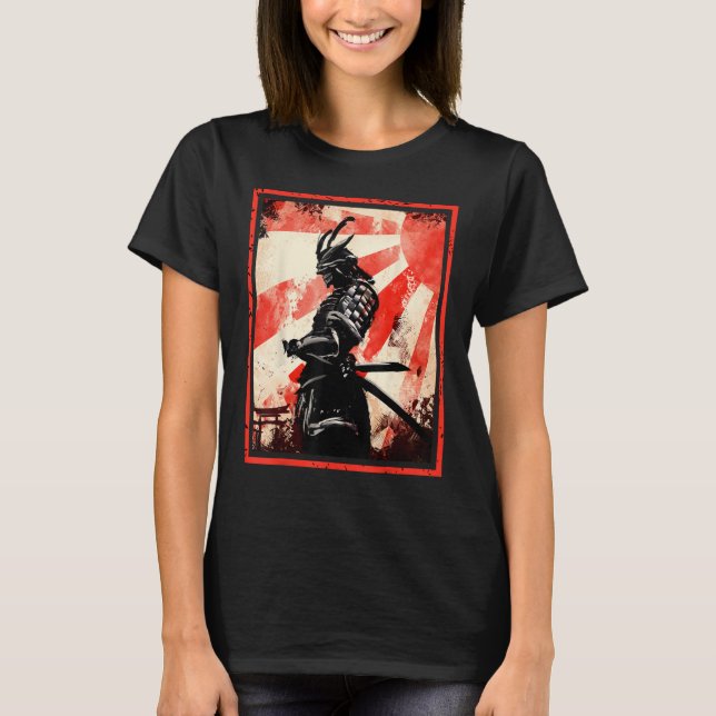 Japanisch Samurai Bushido Ronin Rising Sun Katana  T-Shirt (Vorderseite)