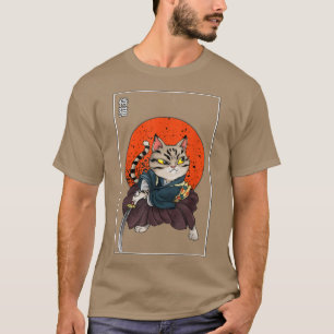 Japanisch Samurai Cat Katana Ninja Kitty Kitten Ne T-Shirt
