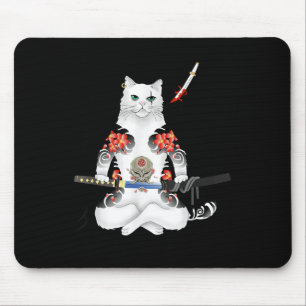 Japanisch Samurai Cat Katana Ninja Yakuza Tattoo Mousepad