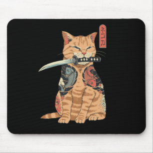 Japanisch Samurai Cat Mouse schlecht Mousepad
