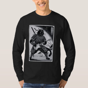 Japanisch Samurai Cat Playing Electric Gitarre Uki T-Shirt