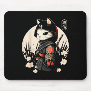 Japanisch Samurai Cat Tattoo, Kawaii Ninja Cat _1 Mousepad