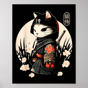 Japanisch Samurai Cat Tattoo, Kawaii Ninja Cat _1 Poster