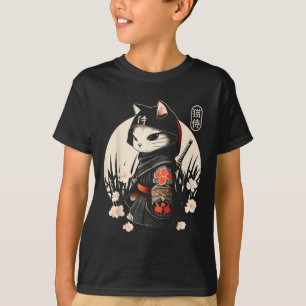 Japanisch Samurai Cat Tattoo, Kawaii Ninja Cat _1 T-Shirt