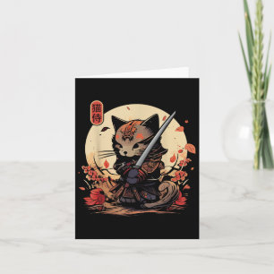 Japanisch Samurai Cat Tattoo, Kawaii Ninja Cat _2 Karte