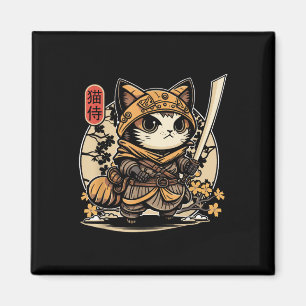 Japanisch Samurai Cat Tattoo, Kawaii Ninja Cat _3 Magnet