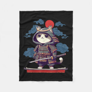 Japanisch Samurai Cat Tattoo Kawaii Ninja Cat Anim Fleecedecke