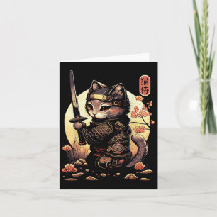 Japanisch Samurai Cat Tattoo, Kawaii Ninja Cat Karte